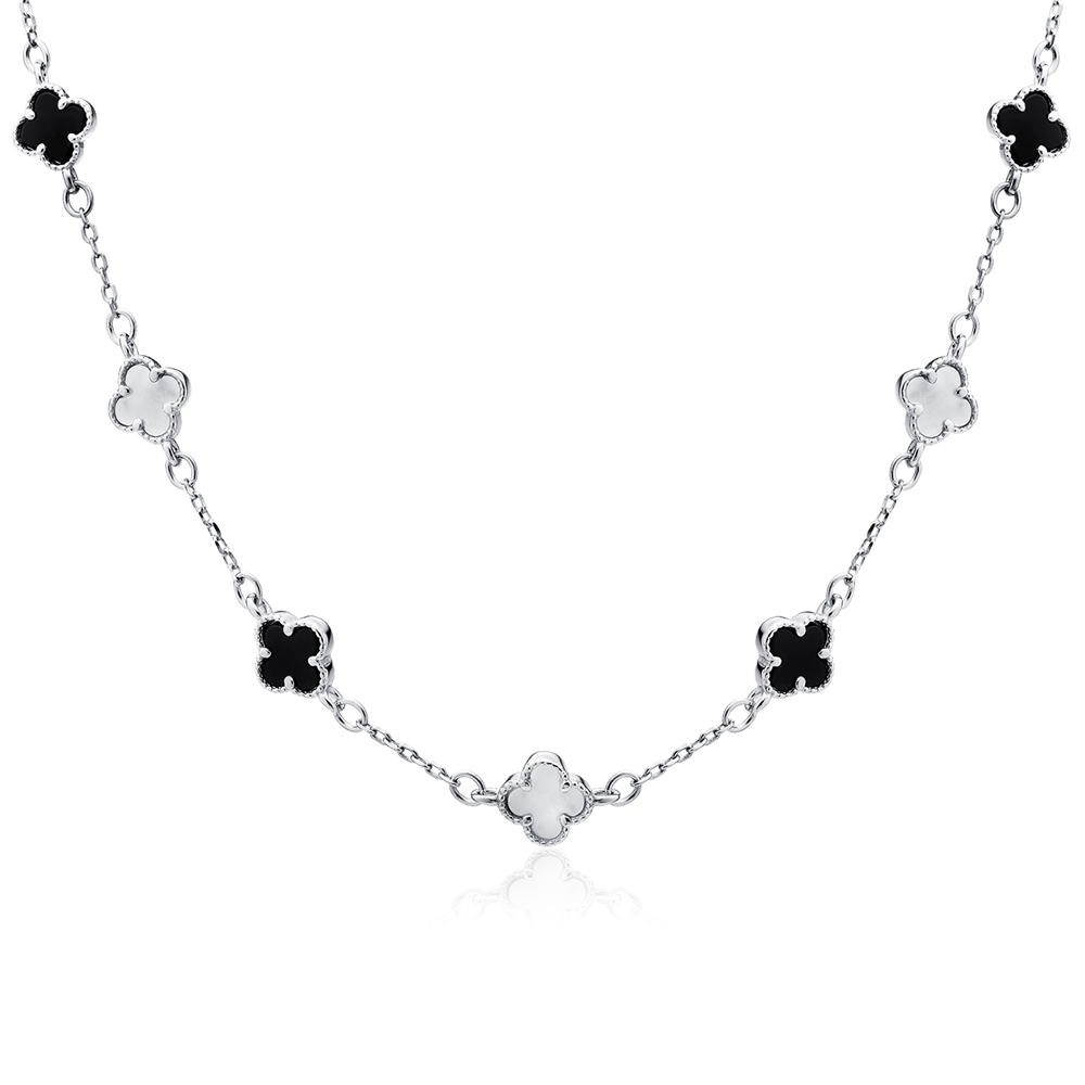 Colier argint cu trifoi cu mother of pearl si email negru DiAmanti Z2225NR_OP-DIA Colier argint cu trifoi cu mother of pearl si email negru DiAmanti Z2225NR_OP-DIA